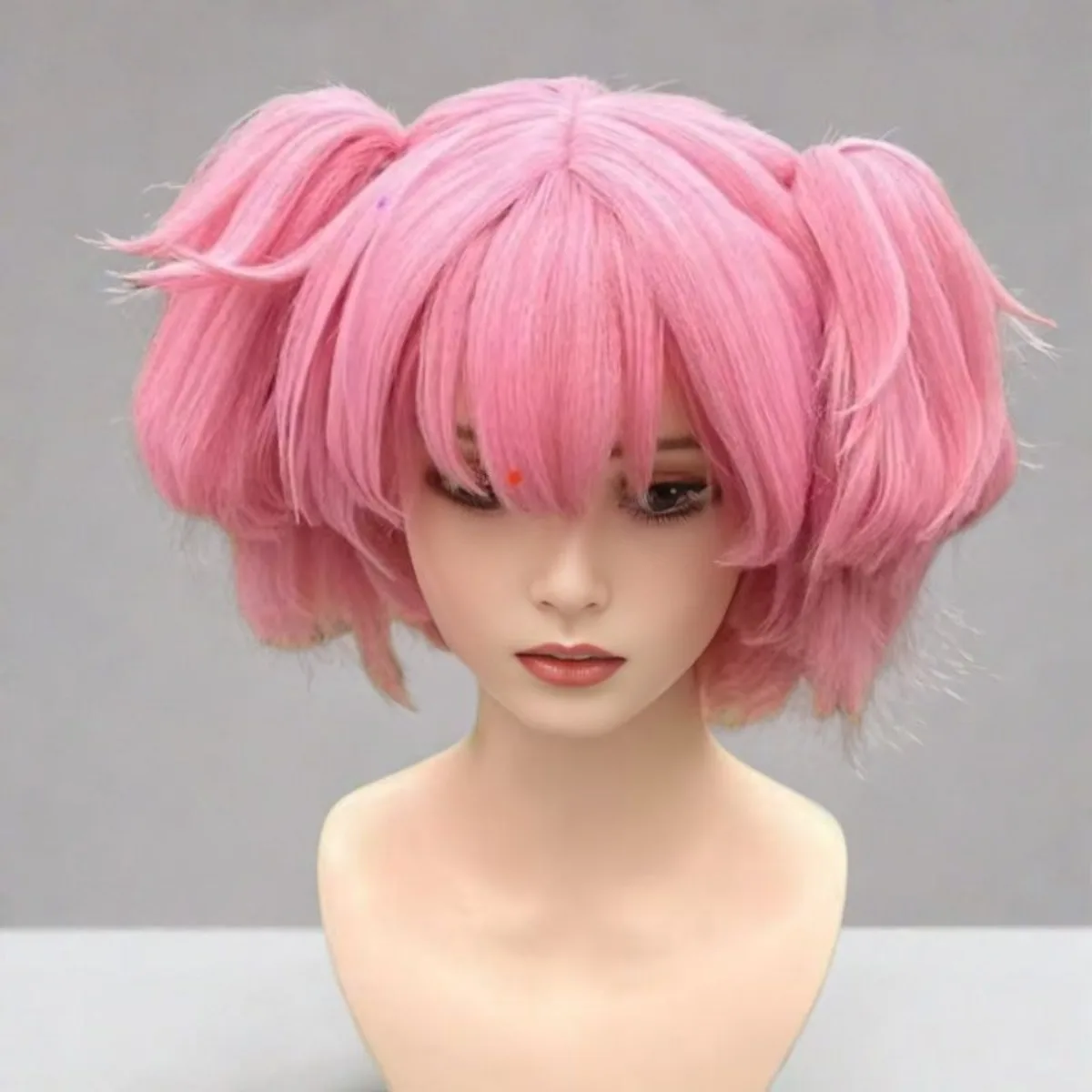 مجموعة شعر مستعار كوسبلاي مادوكا كانام كاملة |   شعر وردي سميك للغاية مع ذيول مزدوجة بمشبك