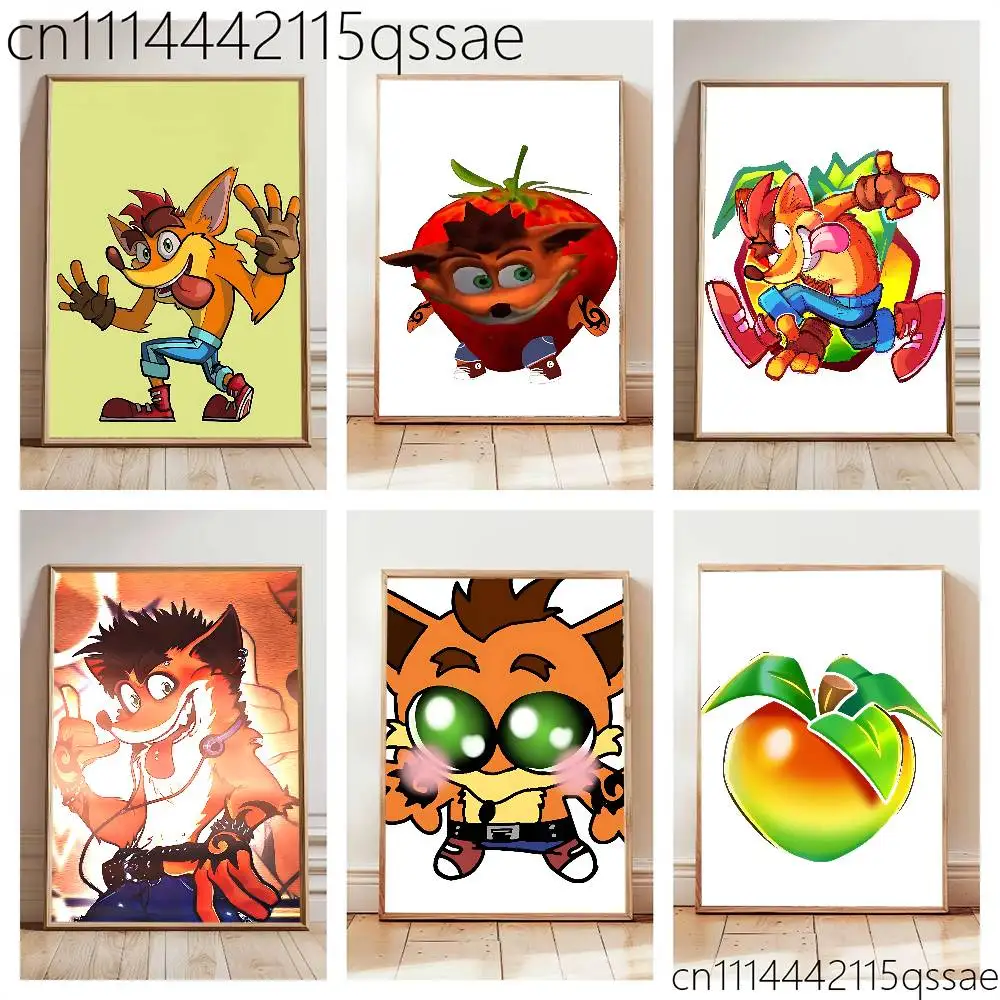 FOR Crash Bandicoot Fox Poster Wall Art Posters, Texture Paintings, Ideal Gift for Room Decoration