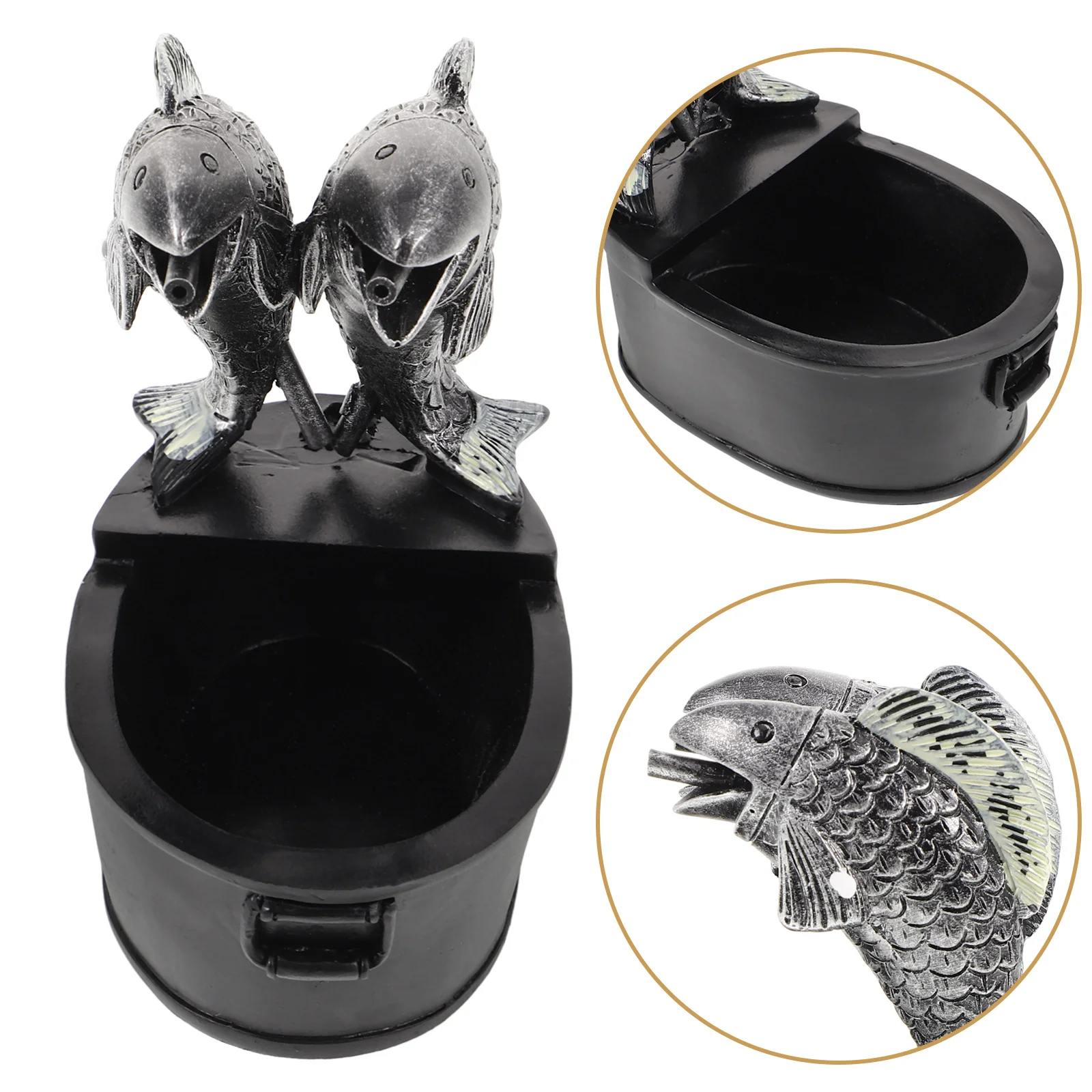 

Resin Pisces Waterfall Ornament Fountain Jar Outdoor Garden Decorative Landscape Water Feature Spray Black Circulating Jar For