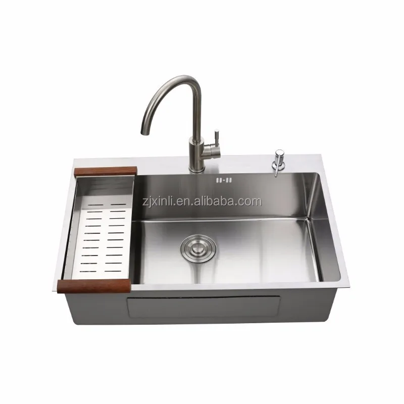 78*50CM SUS304 Stainless Steel Above Counter Rectangular Single Bowl Kitchen Sink X26016