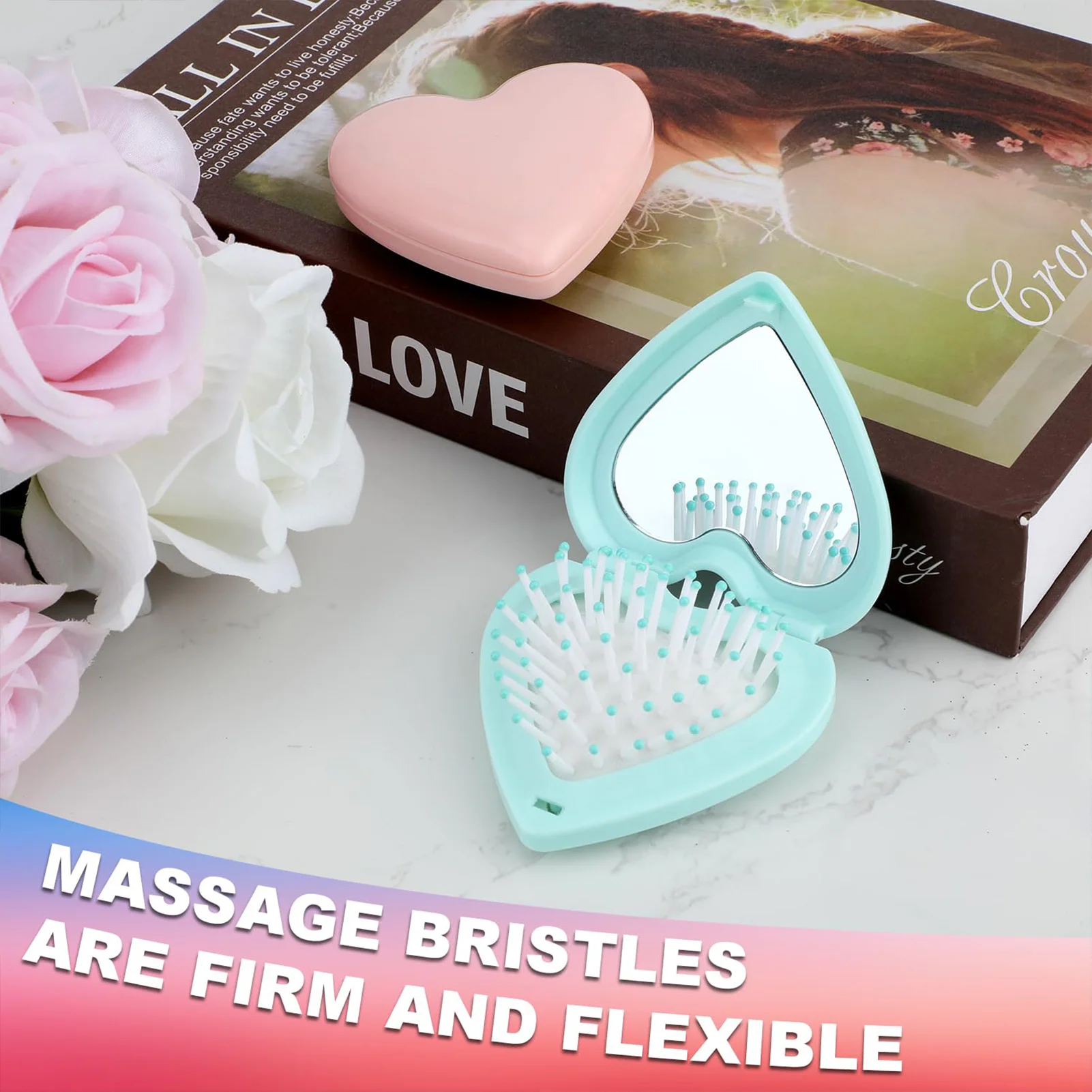 

Расческа для волос небольшого размера со складным зеркалом, портативная массажная складная расческа для женщин и девочек, щетка для волос, инструменты для укладки волос