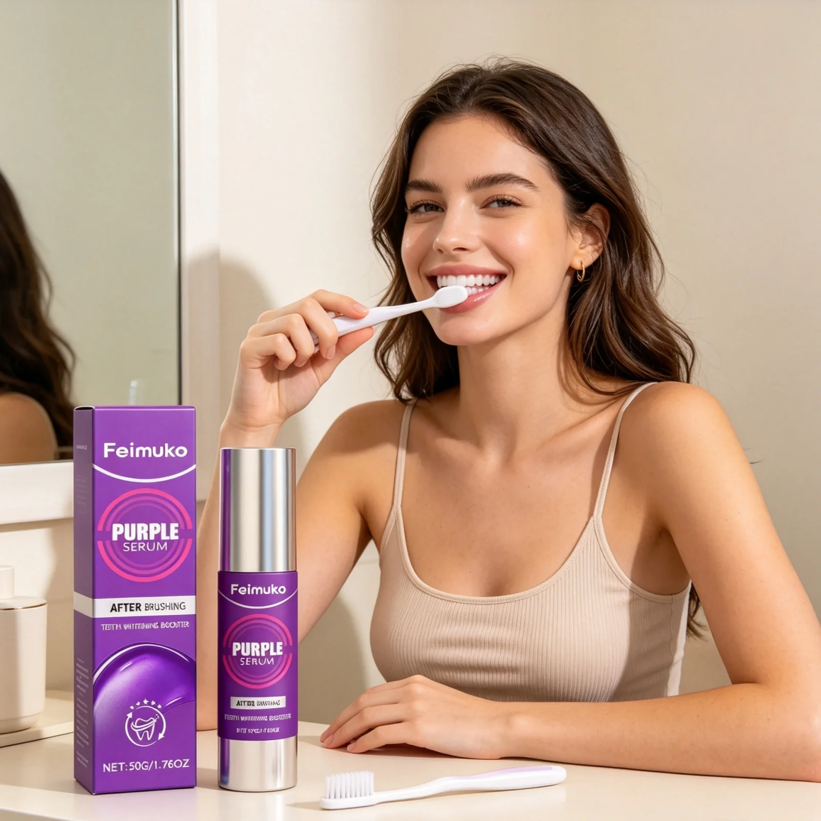 Teeth Whitening Natural - 페이무코 퍼플 치아 미백 치약: 부드럽게