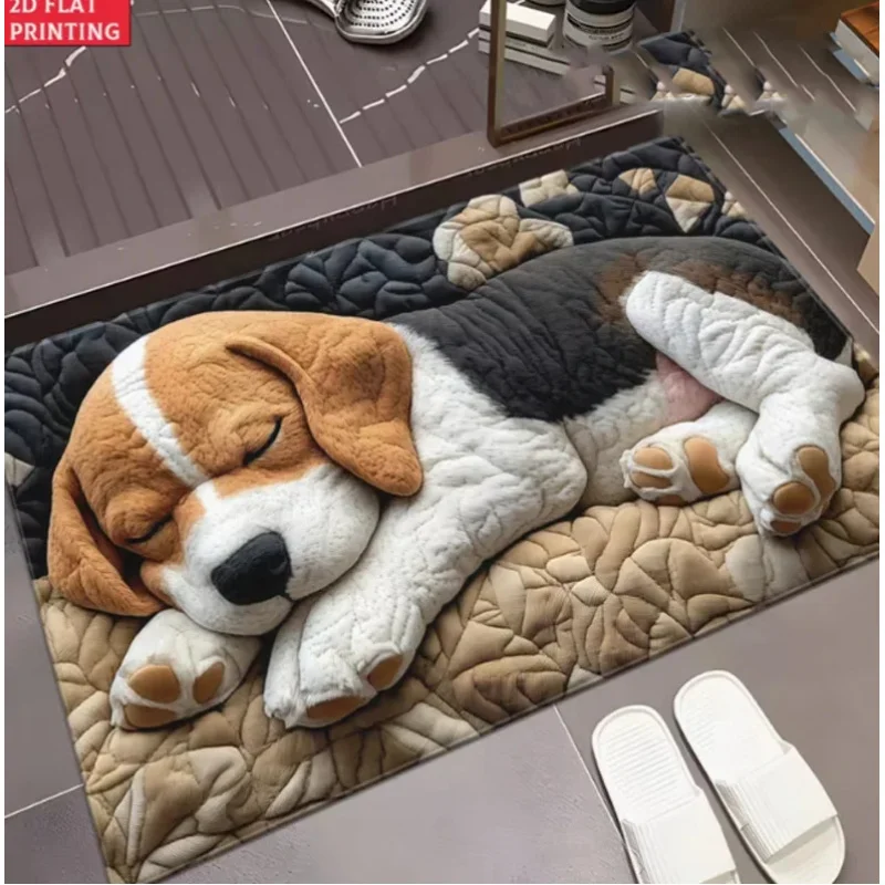 VIKAMA German Shepherd Doormat, Cute Plush & Non-Slip Soft Rug for Bedroom, Living Room Home Decor