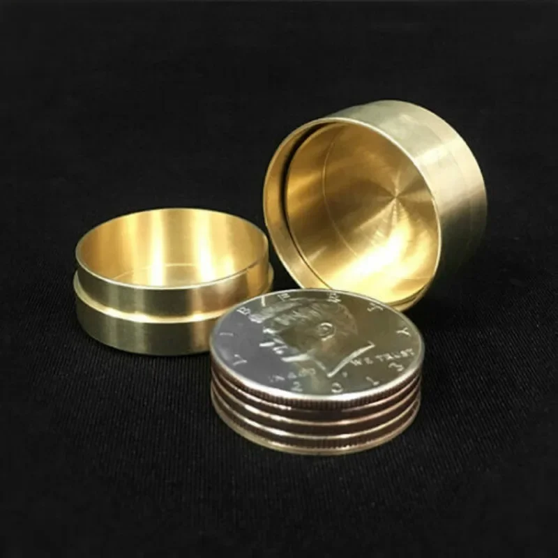 Dynamic Coins Copper Box Magic Trick – US Half Dollar Coin Vanish Fly Effect Close-Up Street Money Illusion Gimmick Props