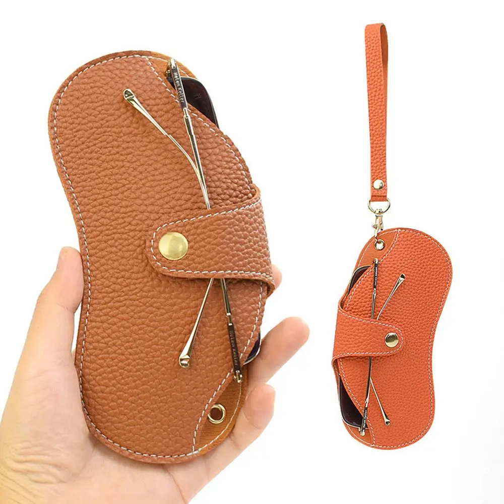 Hanging Neck Wrist With Buckle Glasses Storege Case Eyewear Protector Eyewear Pouch PU Leather Glasses Case Sunglasses Pouch