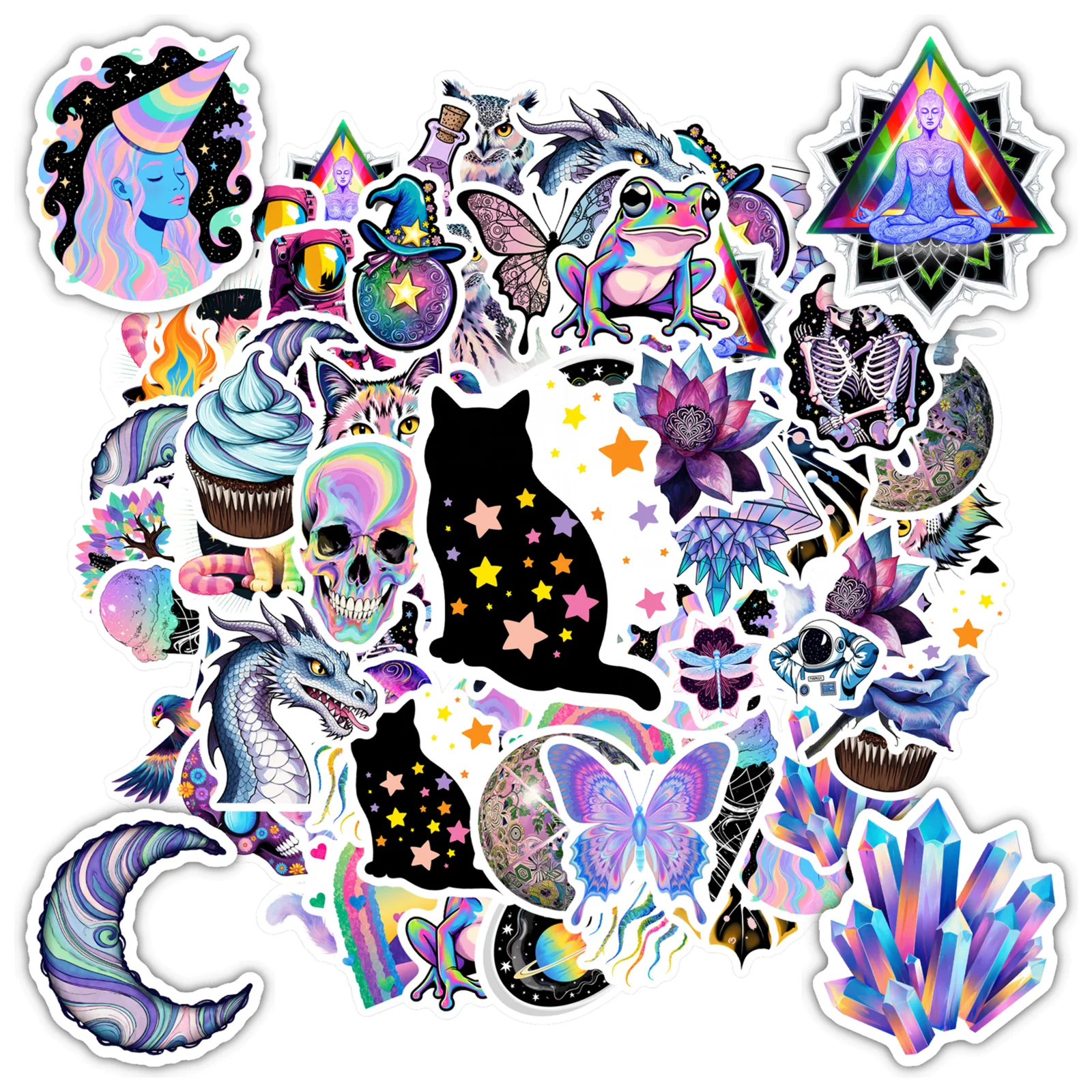 

35 шт., наклейки «Мечтательные мифические существа», яркие фэнтезийные канцелярские наклейки, забавные наклейки для ноутбука, мотоцикла, багажа, телефона