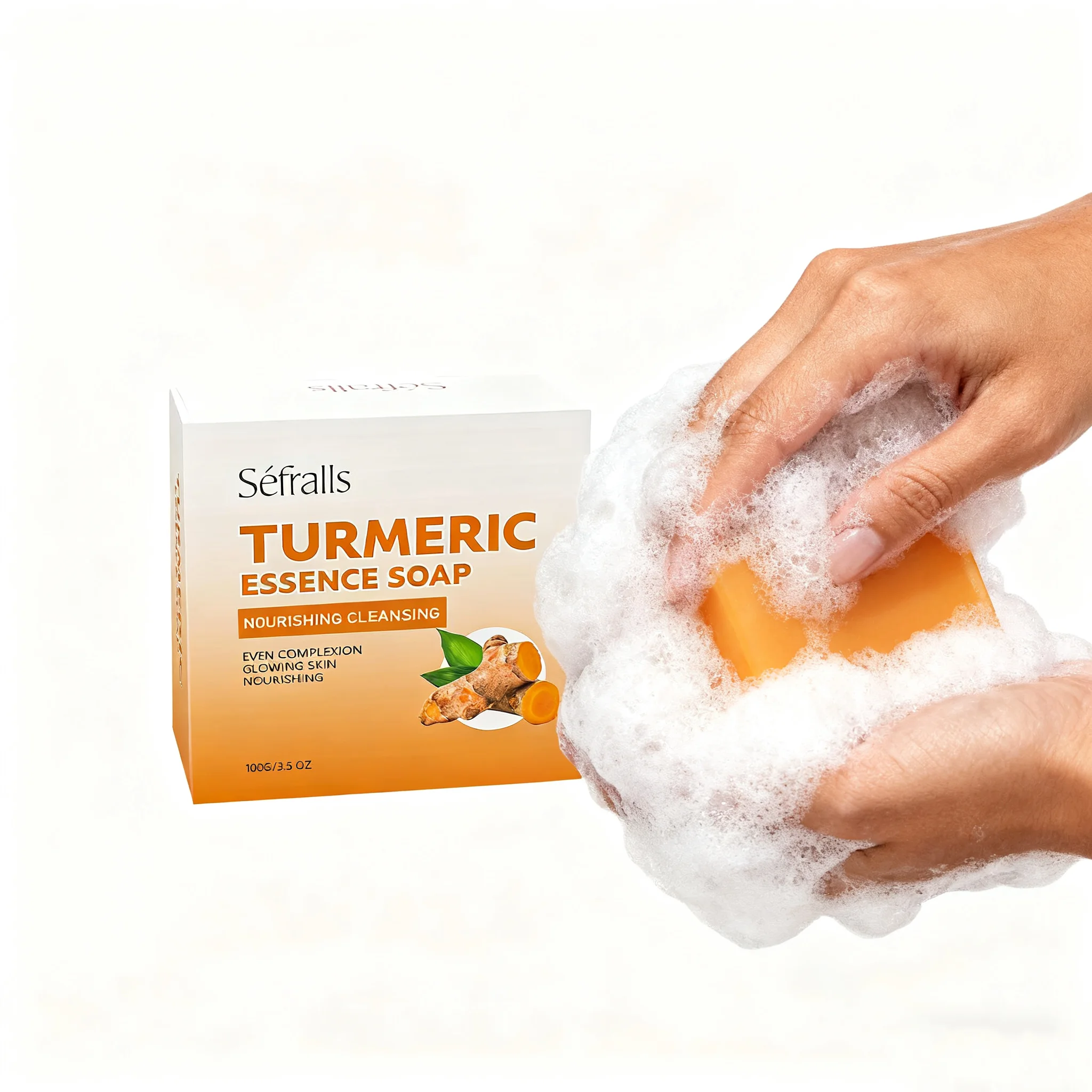 

Séfralls Мыло ручной работы с куркумой 100 г Мыло ручной работы с куркумой Глубокое очищение Отшелушивание Увлажняющее удаление пятен Удаление прыщей