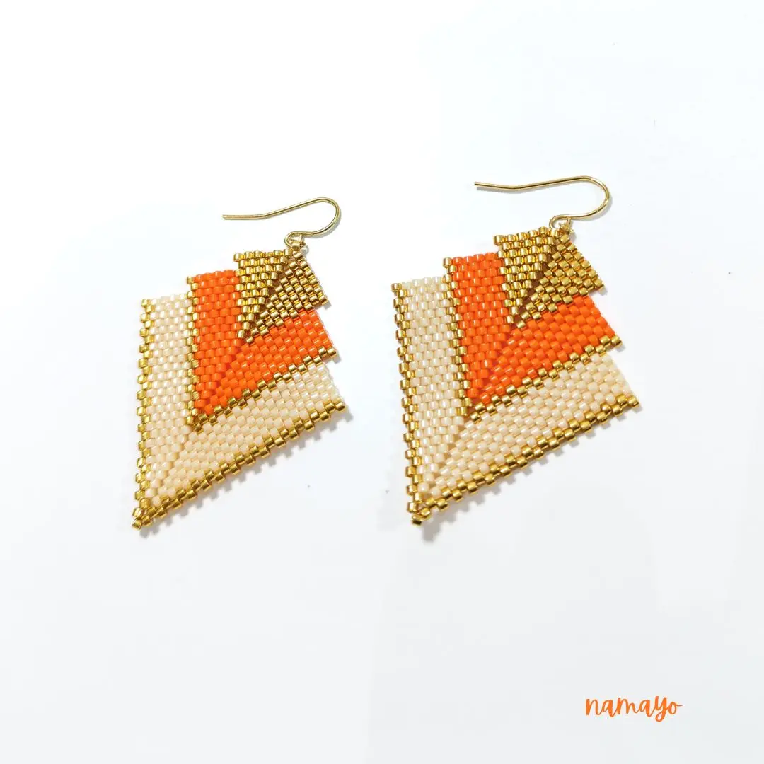 ZGMXR Rice bead earrings Geometry Hand weaving Colorant match Bohemia Alloy Woman Fashion Simple Beaded earrings