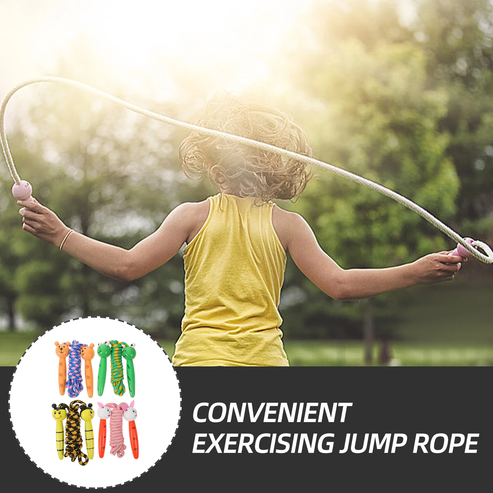 

4 Pcs Classroom Wooden Jump Rope Ropes for Fitness Cordless Pupils Jumping