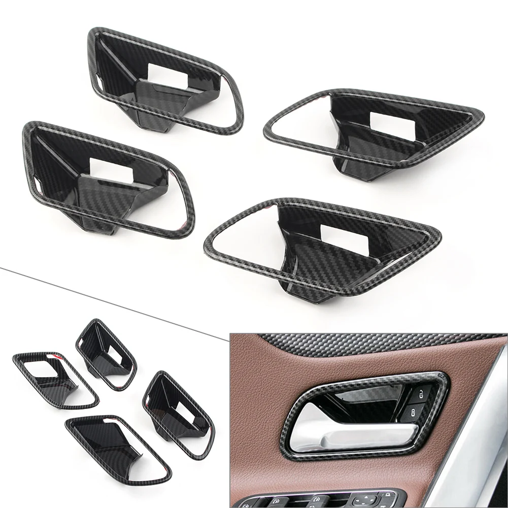 

Car Carbon Fiber Style Inner Handle Bowl ABS Plastic Covers For Mercedes Benz A-Class W177 A200 A220 A250 2019 4pcs/Set