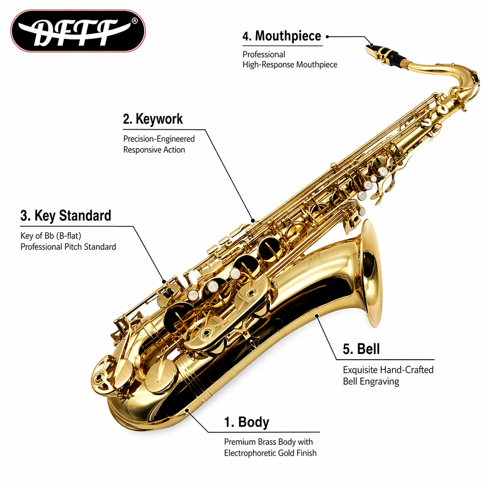 Beginners Practice Saxophone Alto Eb Key Brass Body With Gold Lacquer Alto Saxophone Factory Wholesale On Sale