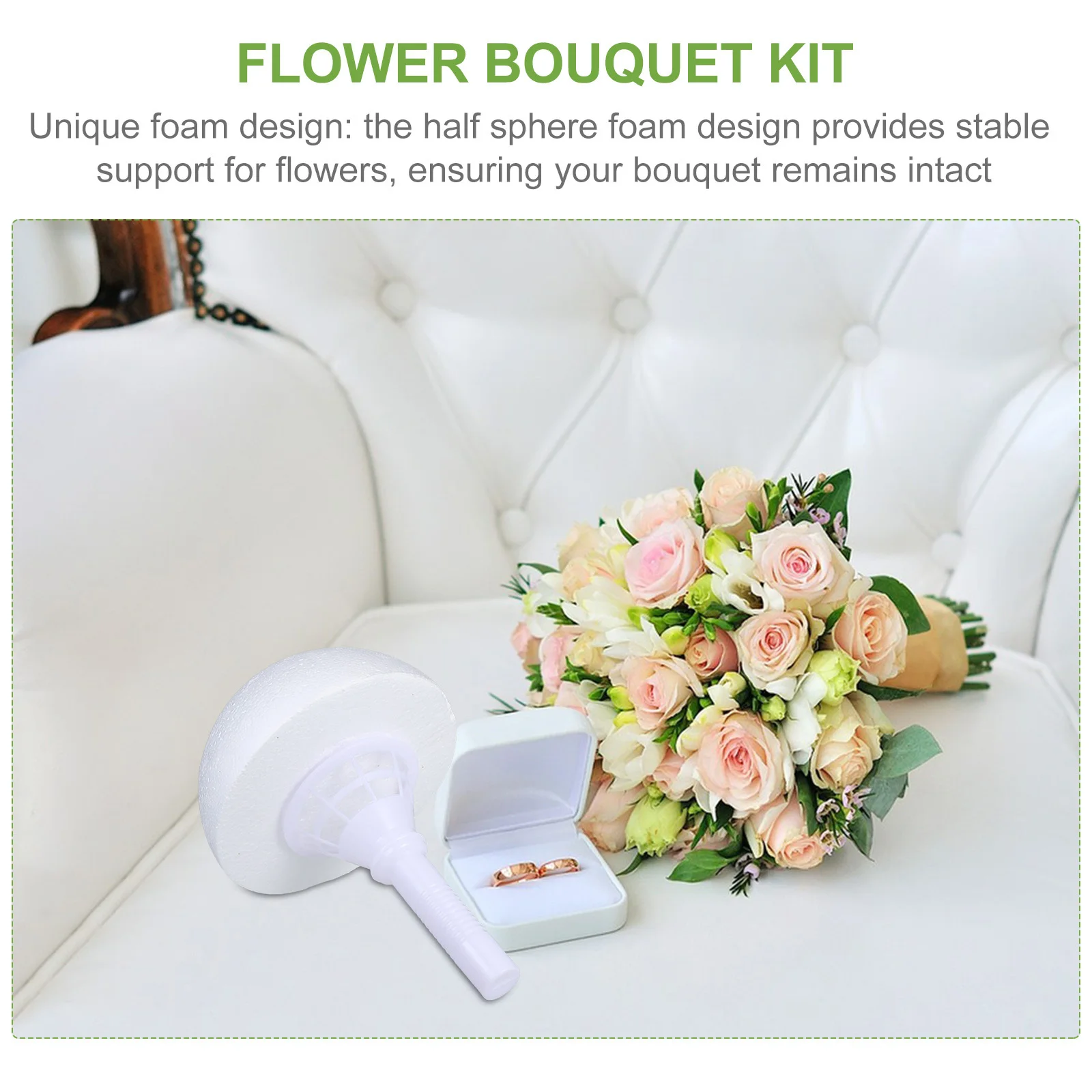 

2Pcs DIY Wedding Bouquet Holder Lace Decorated Foam Base for Bridal Floral Arrangements and Special Events Flower Bouquet Kit