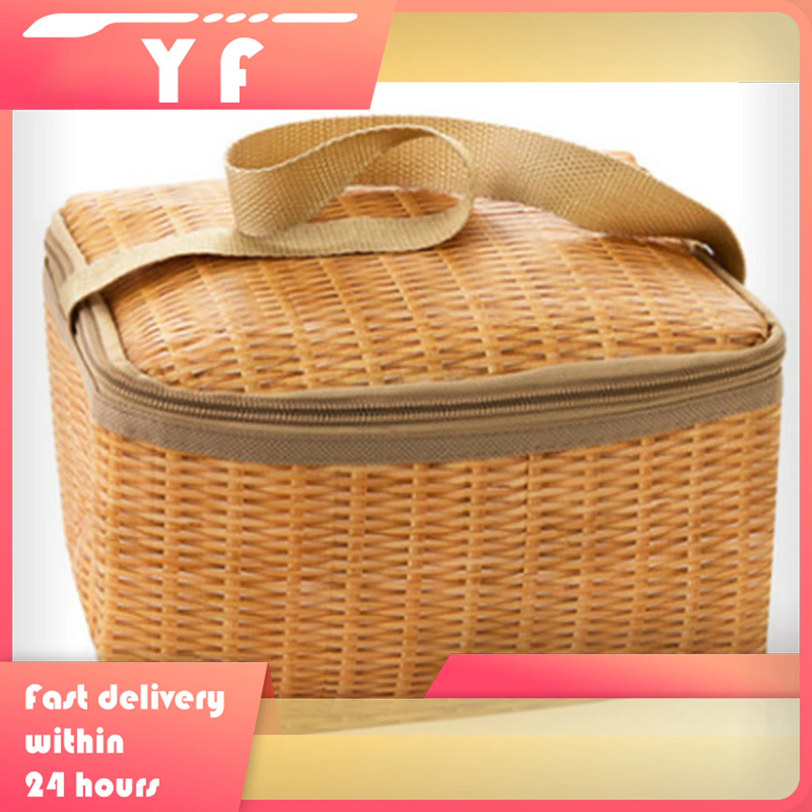 

Стильная складная изолированная сумка для обеда с ротанга, сохраняющая тепло и прохладу, большая вместительная коробка для обеда для путешествий, пикника, 22*14*12 см