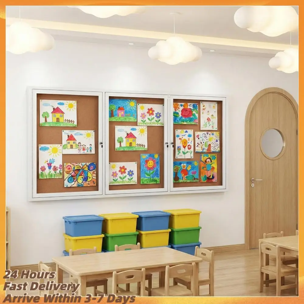 

Настенная витрина-доска для сообщений с алюминиевой рамой и стеклянной дверцей с замком для дома, офиса и общественного использования