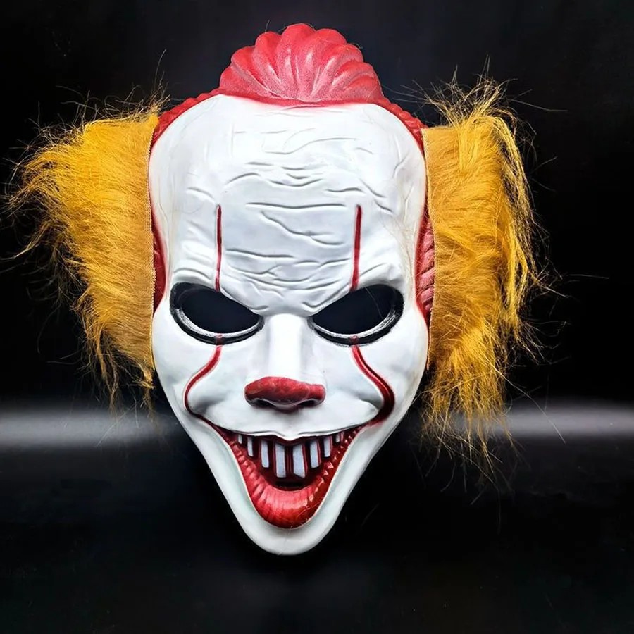 Perruque d'Halloween Effrayante de Clown avec Masque de Résurrection en Fourrure pour Maison Hantée et Salle d'Évasion