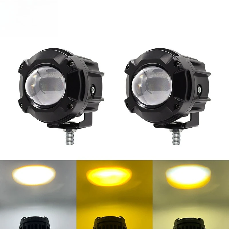 NXY Dual Color LED Projector Spotlight for Motorcycle Electric Bike External Work Light High Low Beam Auxiliary Driving Lamp
