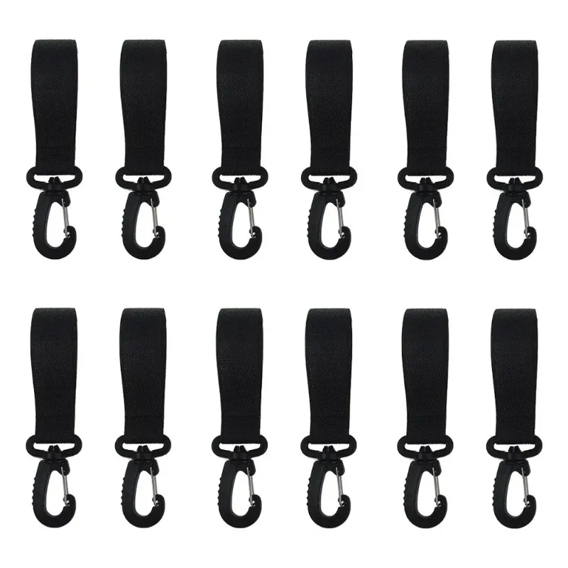 

12Pcs Baby Stroller Hooks Rotatable Hanging Clips for Nursery Diaper Bags Shopping Cart Wheelchair Organizers Pushchair Hooks