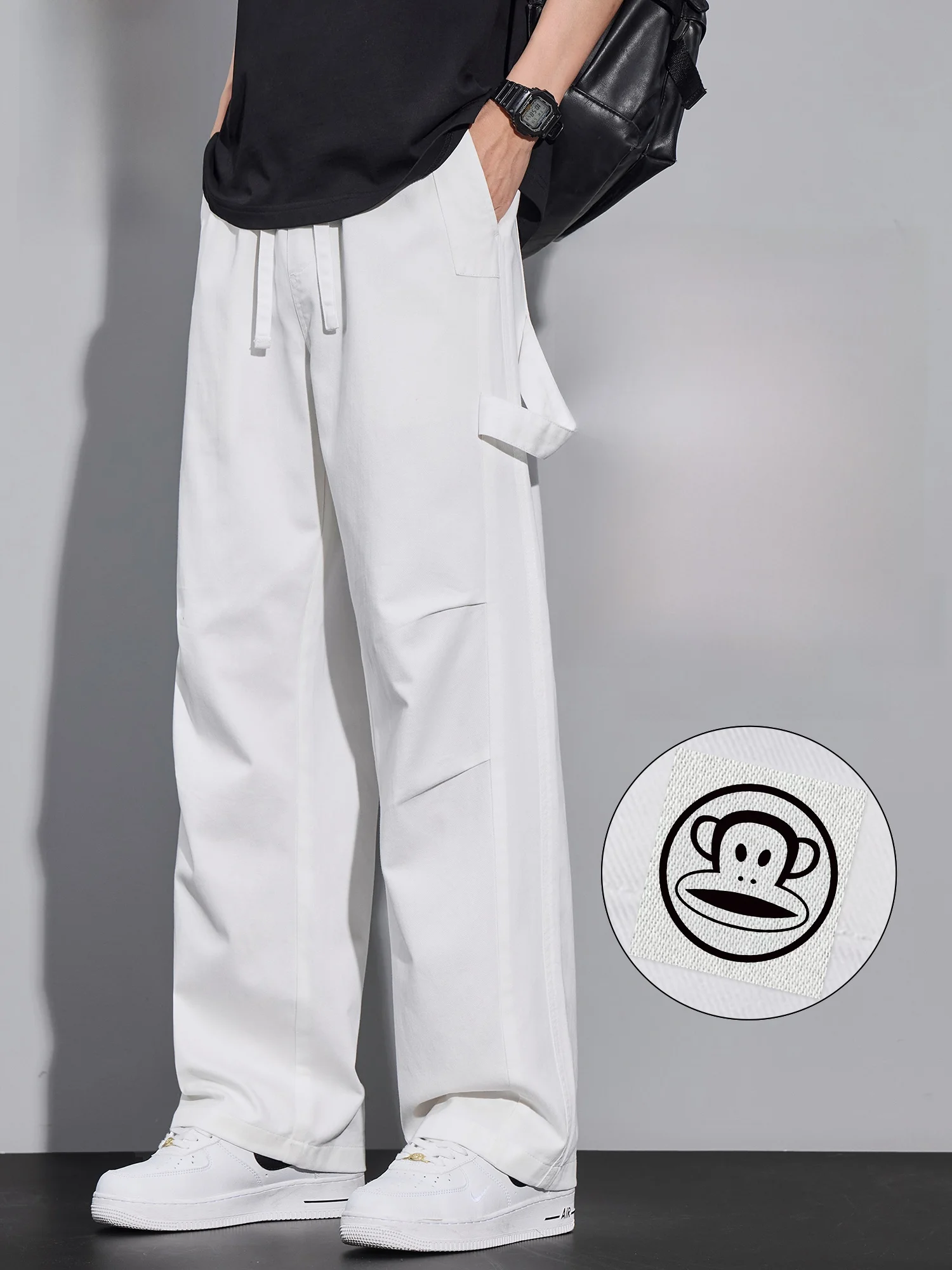 

PaulFrank Pure Cotton Work Trousers Men's Spring New Sle Casual Loose Straight Leg Long Pants Comfortable Breathable