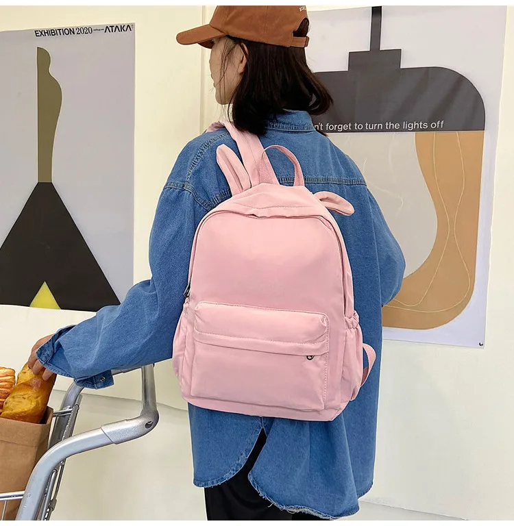 حقيبة ظهر نسائية من النايلون على شكل أرنب، حقيبة سفر كاجوال، حقائب مدرسية كبيرة، حقيبة يد للتنقل اليومي #6