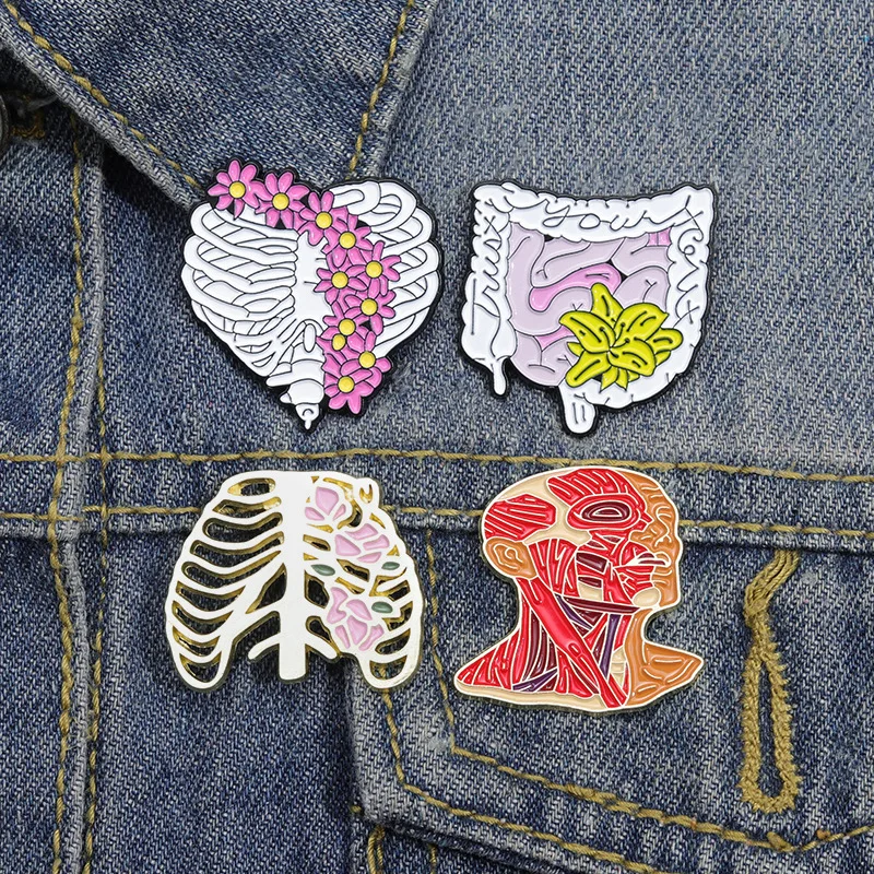 Cartoon human organs series Brooch Heart brain shape Metal badge Accessory pins wholesale Gift to friends