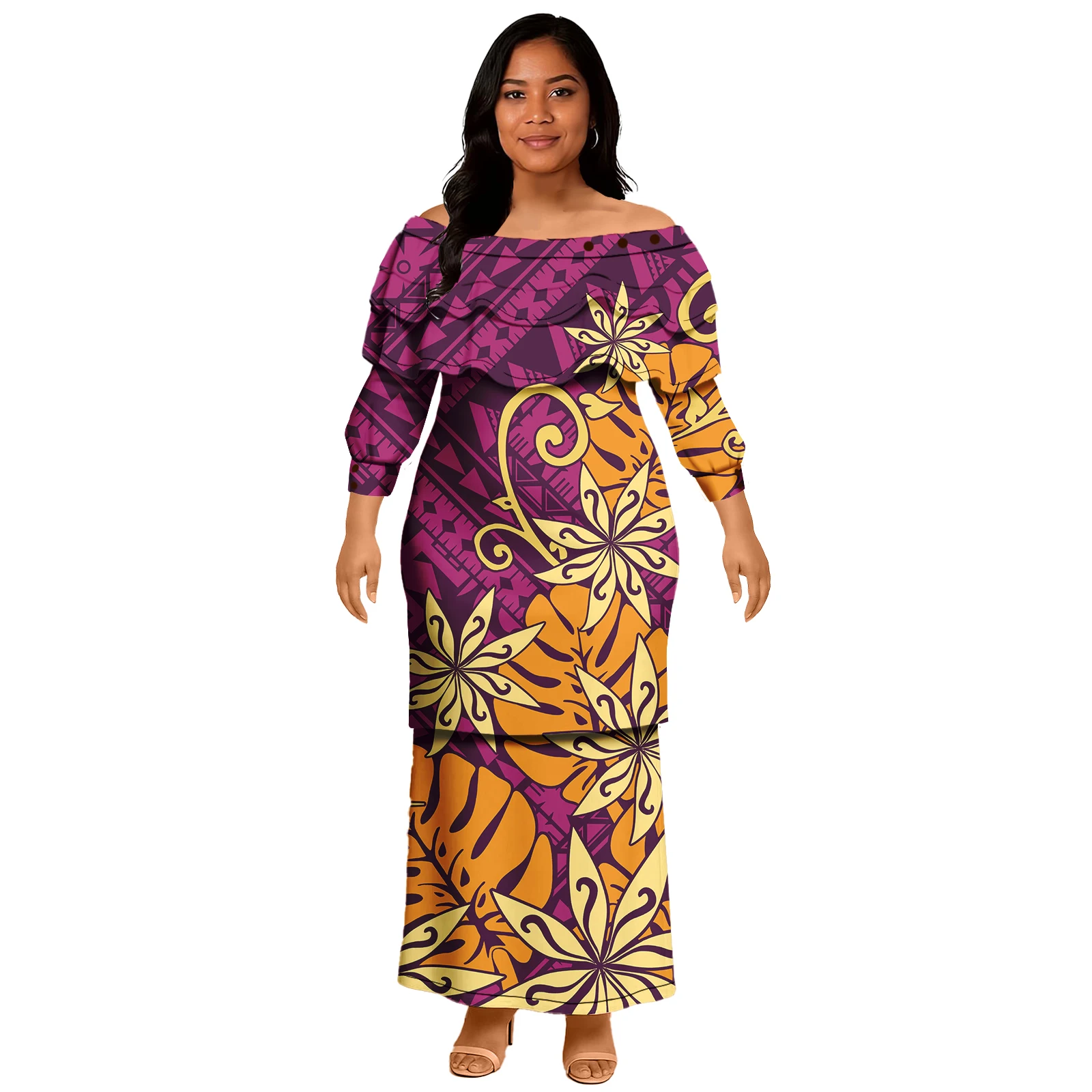 Set da donna taglie forti Abito Asia e Isole Pacifico Abbigliamento Samoa Puletasi Polinesiano Tribale da donna