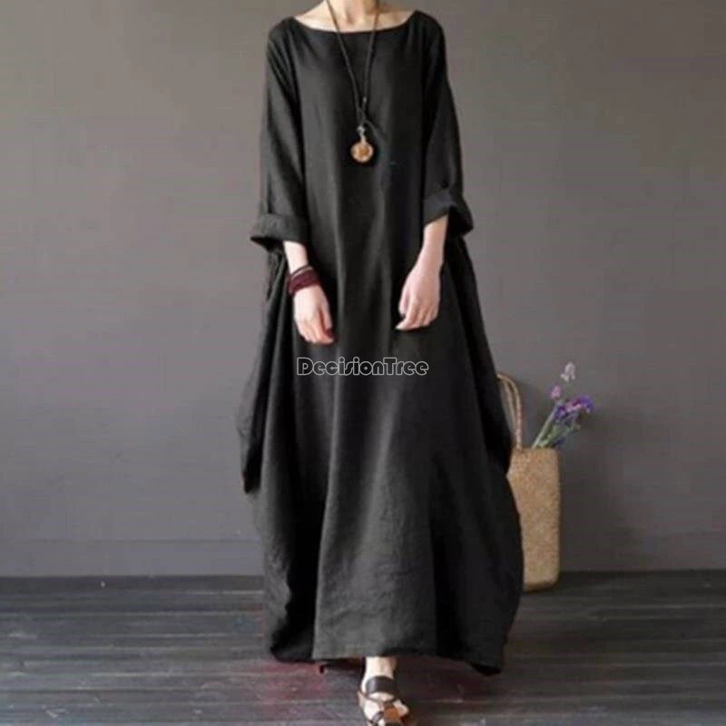 2024 zen pure cotton nun daily loose robe new fashionable temperament leisure flower bud dress retro literature art tea garment