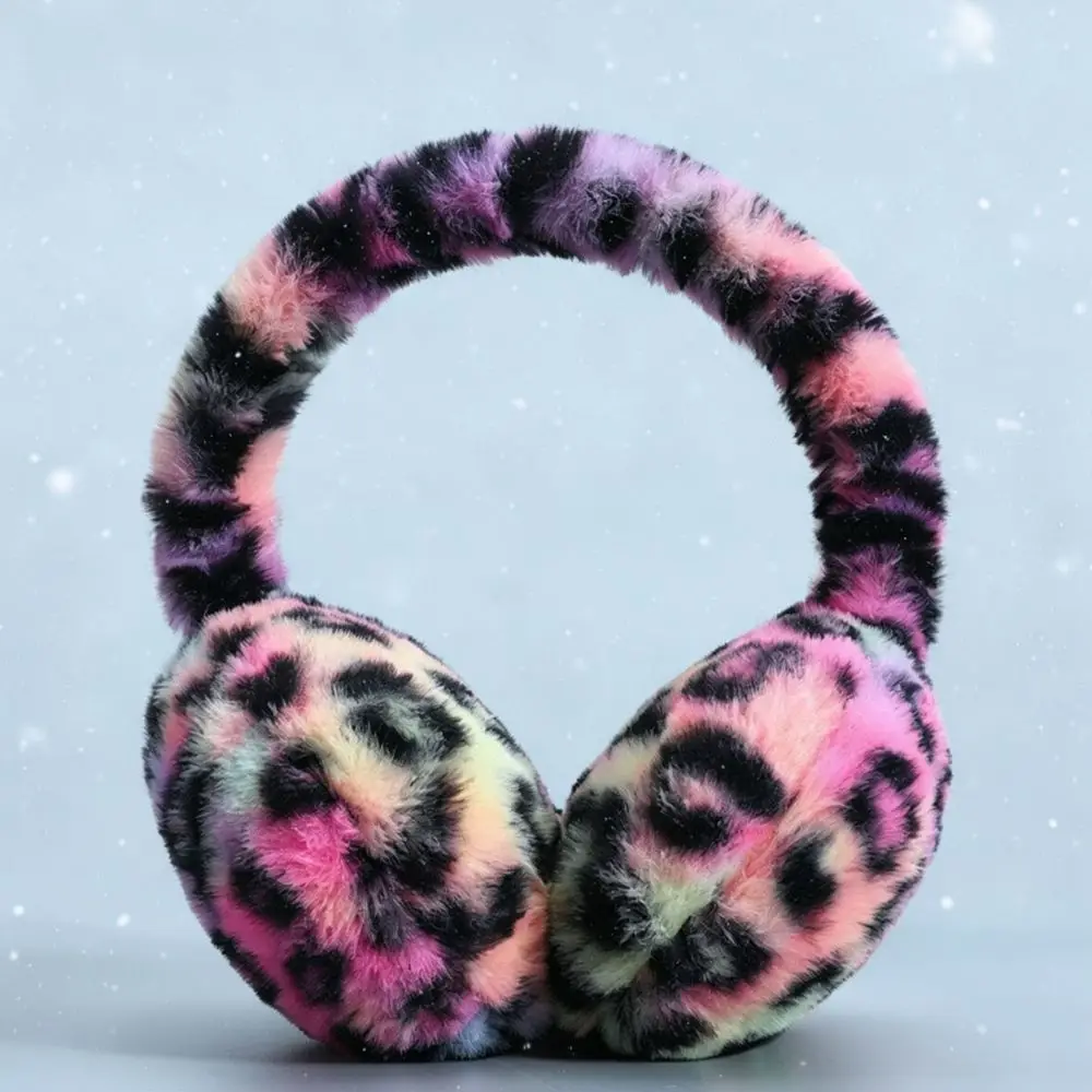 Fashionable Leopard Earmuffs Winter Warm Ear Warmers Plush Adjustable Design Windproof Protective Gear For Cold Days Unisex