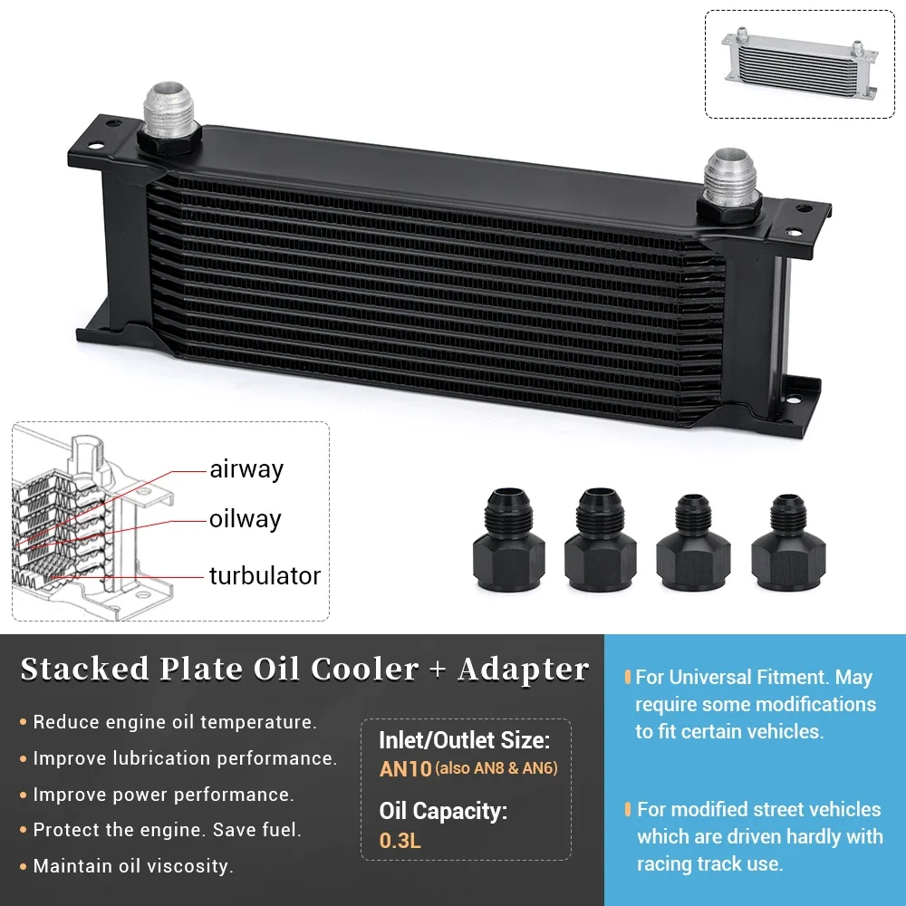 

Aluminum 13 Row Universal AN10 8 6 Radiator British Type Aluminum Engine Transmission Oil Cooler Cooling Radiator Replacement