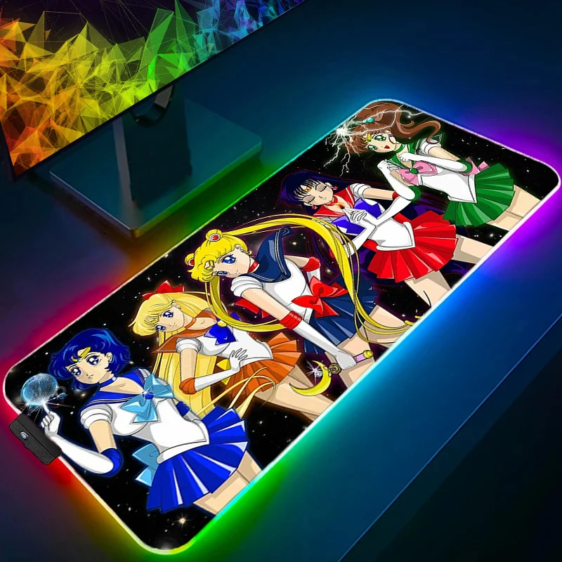 

Mouse Pad HD Custom LED RGB Kawaii Mousepad Luminescence S-sailor M-moon Mouse mat Computer Laptop Gamer Pads PC Gaming Desk Mat