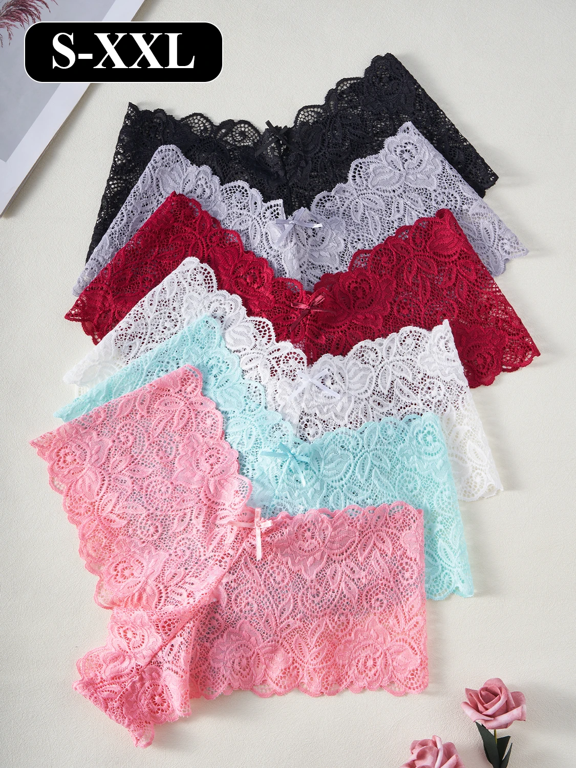 3 قطعة سراويل نسائية أنيقة من الدانتيل مُزينة بالزهور على شكل حرف V الخصر شبه شير مثير ملخصات ملابس داخلية مريحة الفتيات العشير الملابس الداخلية