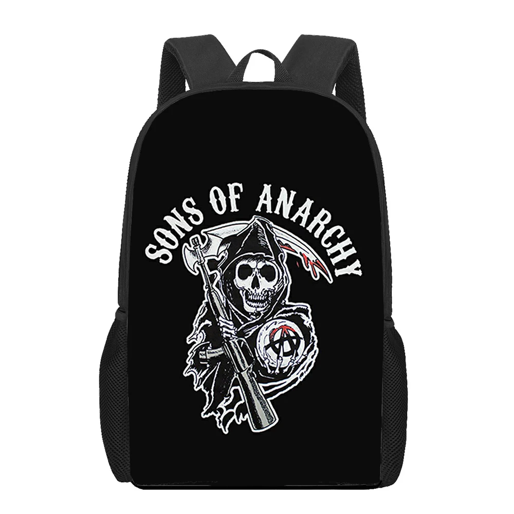 Sons of Anarchy Pattern Backpack for Boys Girls Students School Bags Teenager Laptop Backpack Aldult Casual Travel Rucksack Gift