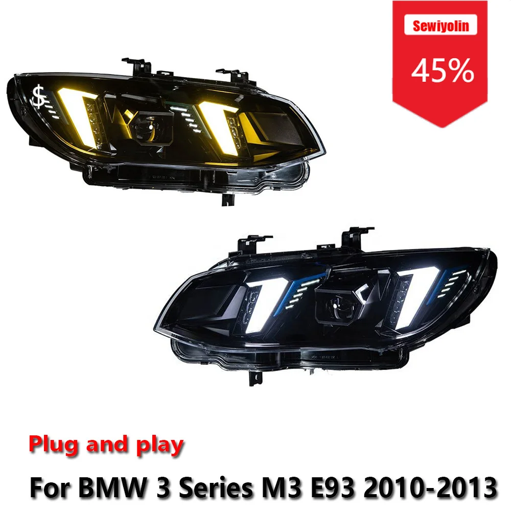 

Автомобильные светодиодные фары Sewiyolin в сборе для BMW 3 серии M3 E93 2010-2013, двухцветные противотуманные фары DRL, стоп-сигналы поворота Plug and Play