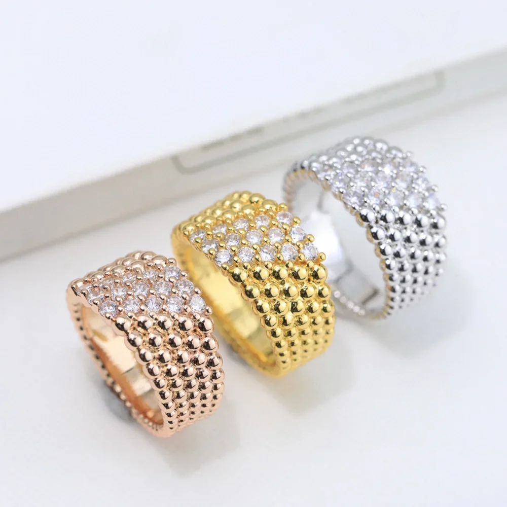 Fashionable Bead Rings for Women's perlees Wedding Accessories Romantic Ring Designer Jewelry 3A Zircon Advanced Luxury Brand