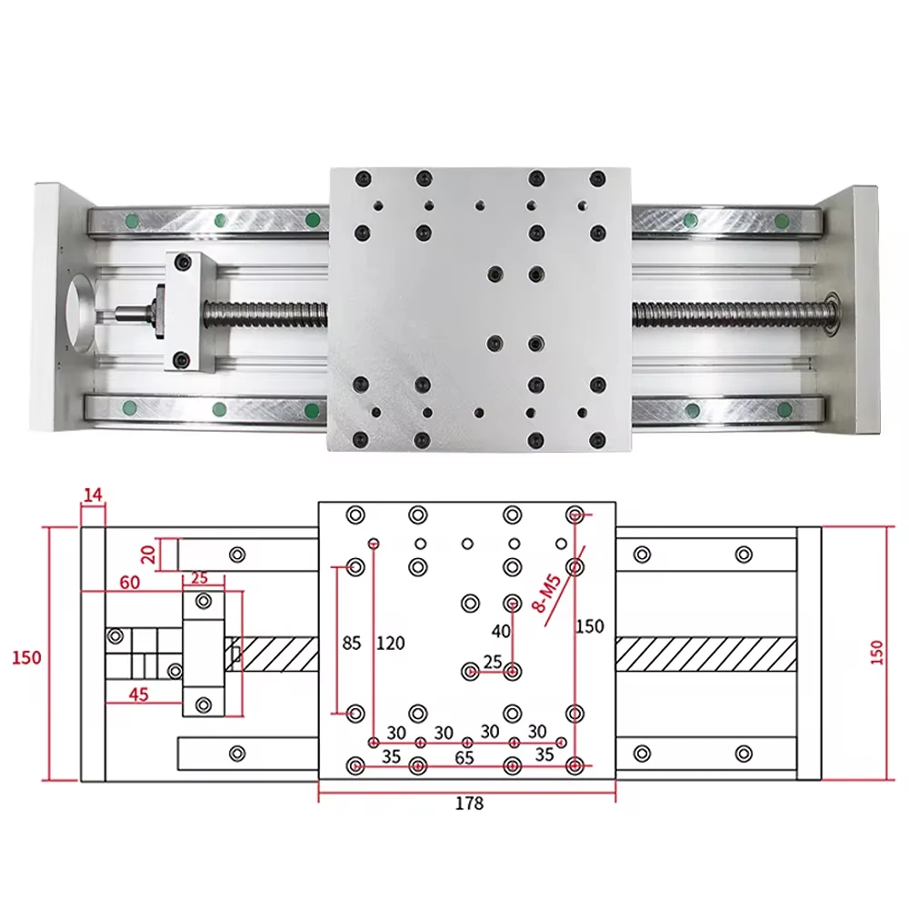 Z axis Motion Table CNC Sliding Stage Travel 100-2000mm HGR20 Linear Guides SFU1605 SFU1610 Ball Screw Support Step Servo Motor