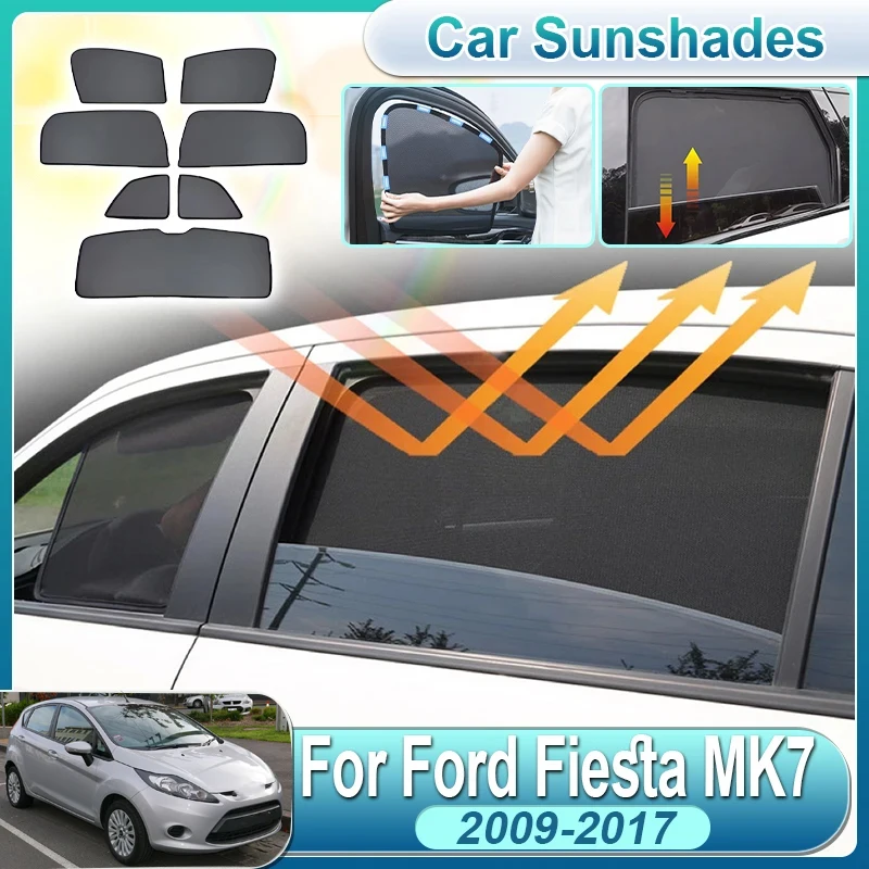 

For Ford Fiesta 2009-2017 MK7 MK6 Mark VI 5-Door Hatchback Car Sun Shade Non-Stuffy Privacy Mesh Sun Shield Protector Accesorios