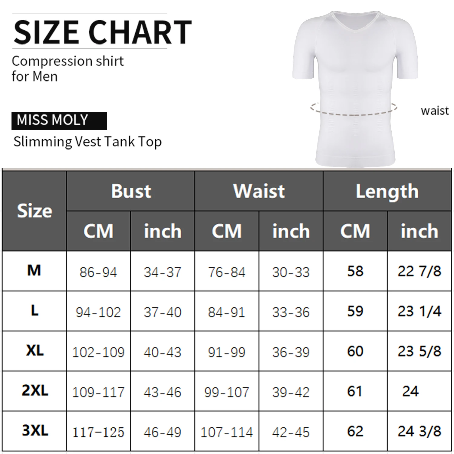 Men\'s Short Sleeve Compression T-Shirt V-neck Shapewear Tummy Control Flat Belly Tank Top Fitness Workout Slimming Body Shaper