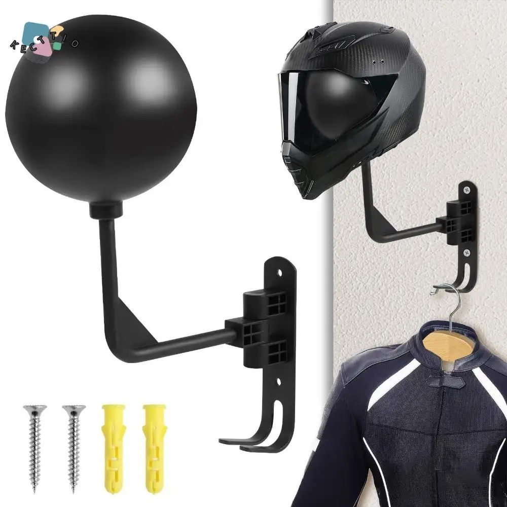 

Multi-functional Motorcycle Helmet Holder with Screws Steel Wall Mount Rack Convenient Sturdy Helmet Bracket Helmets Display