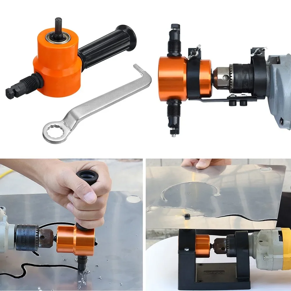 Imagem -05 - Dupla Cabeçada Sheet Metal Nibbler Tesouras de Perfuração Elétrica Iron Saw Ferramenta de Corte Broca Acessório Deburring Tool Snips