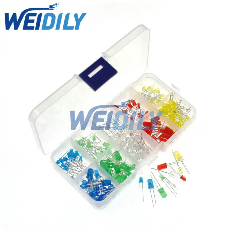 

200PCS 3mm and 5mm LED Diode Kit White Yellow Red Green Blue LED Light Emitting Diodes Assorted Kit DIY LEDs Set Bulb Lamp