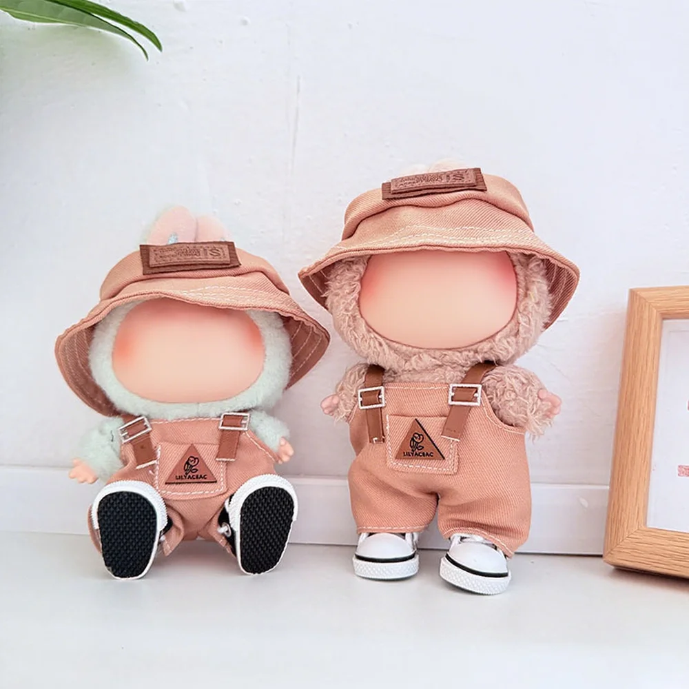 

Lafubu Clothes Doll Outfit Design Overalls Set With Hat Accessories For 15-17cm Doll's Clothing Diy Pendant Decoration