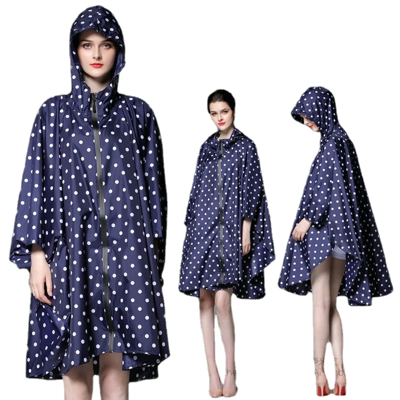 One Size Ladies Rain Coat with Hood Blue Raincoat Women's Fashion Waterproof Lightweight Breathable Couple Fashion Raincoat