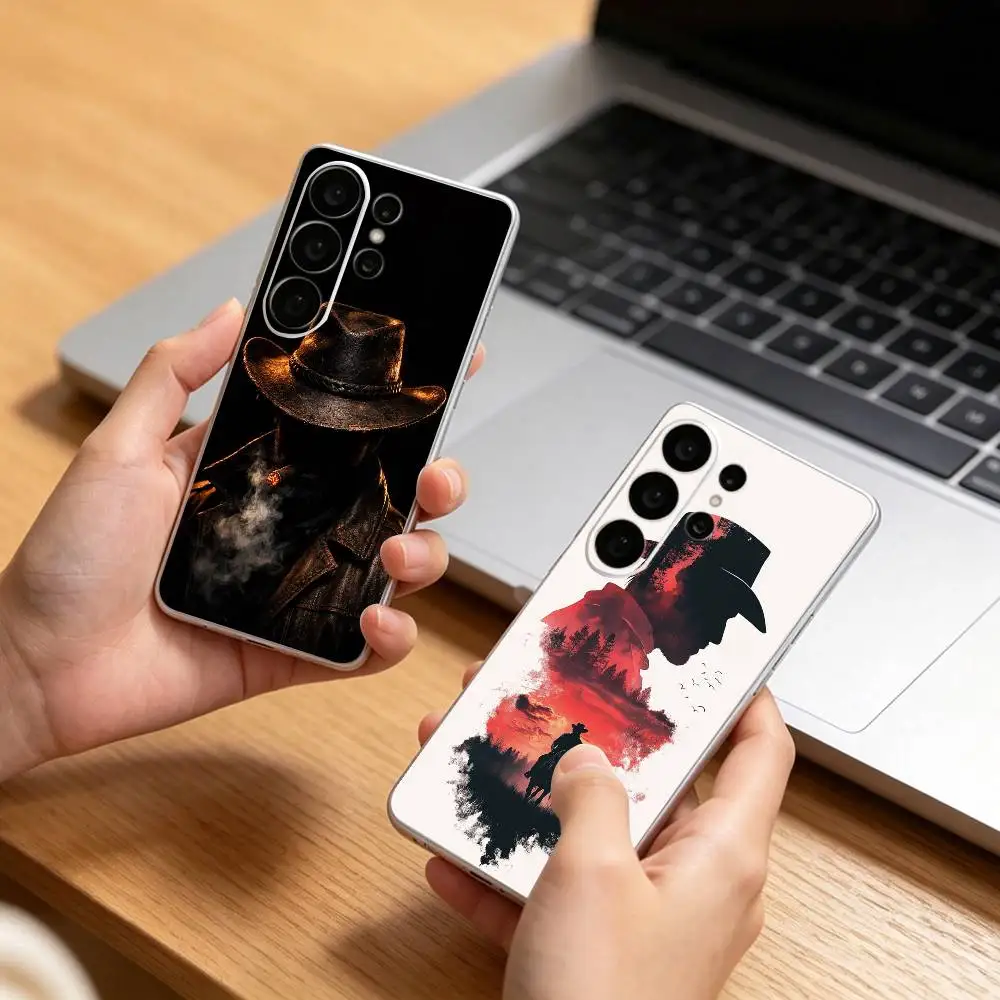 Coque de téléphone transparente Red Dead Redemption Morgan pour Samsung S25,24,21,22,21,20,10,S9Ultra,Plus,Fe,Lite