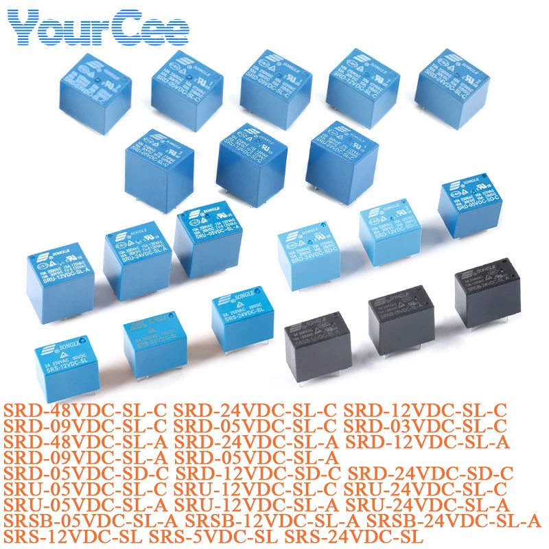 Power Relay DC SRS-12VDC-SL SRSB-05VDC-SL-A SRD-09VDC-SL-C SRD-03VDC-SL-C 5V 9V 12V 24V 48V a set of conversion open Relays