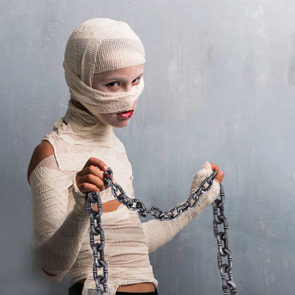 Adereços de ferro simulados, decoração de corrente falsa de 1 metro para halloween, fantasia de natal, carnavais, decoração de elo de corrente de plástico, adereços de halloween