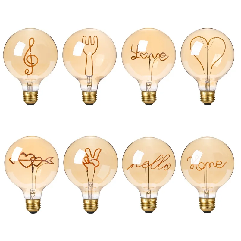 Edison Led Retro Letter Light Bulb E27 220V Led Bulb Light Warm Light Letter Bulb Loving Decorative Light