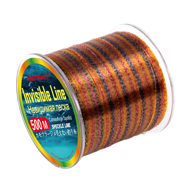 500m Invisible Spotted Fishing Line Monofilament Nylon 3D Bionic Speckle Line Fluorocarbon Coated Fishline Fishing Equipment