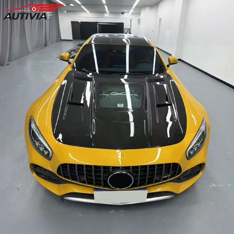 Suitable for Mercedes-Benz AMG GTS GTC GTR, this is a dry carbon fiber transparent engine , IMP style front hood