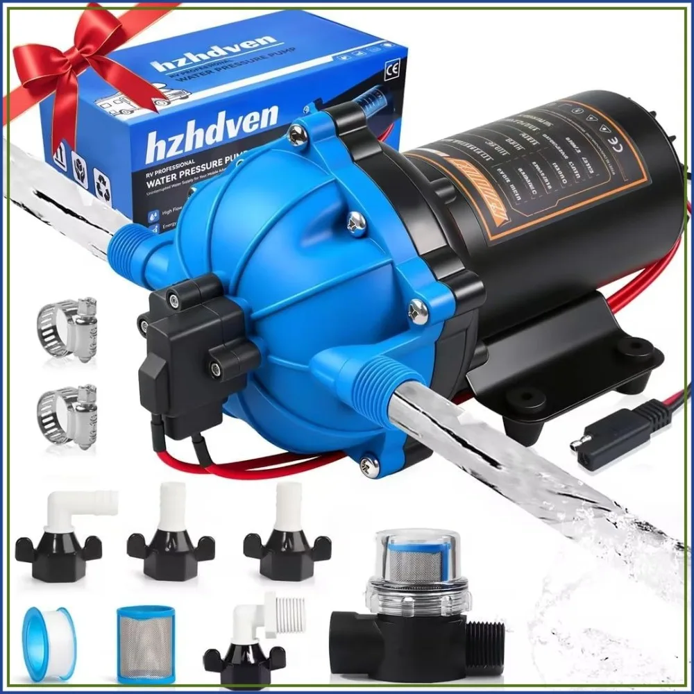 

7GPM 70PSI 12V RV Water Pump, Self-Priming Diaphragm with Pressure Switch & Strainer for Marine, Yacht, Camper
