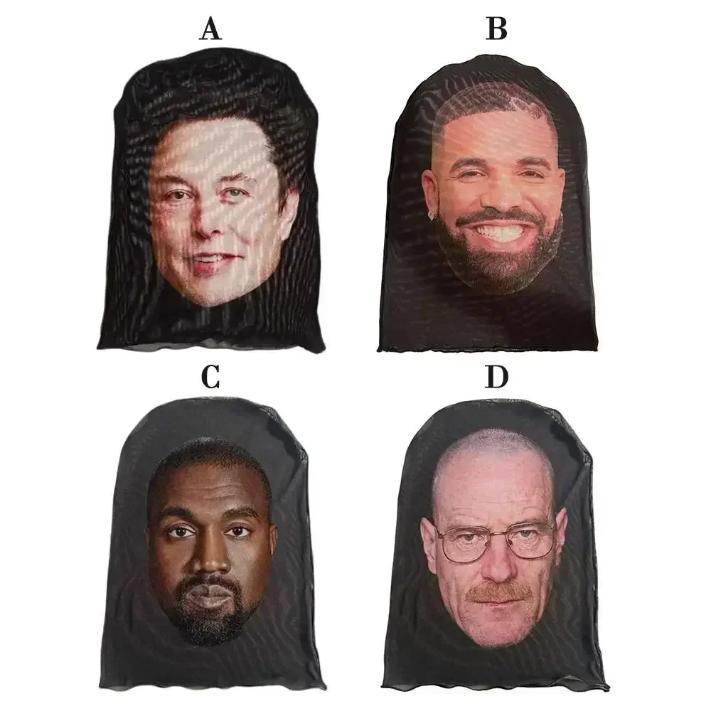 3D Printed Seamless Kanye Face Mask Celebrity Face Funny Dust Head Cover Sunscreen Riding Scarf Cosplay Headwear Hip Hop Hood