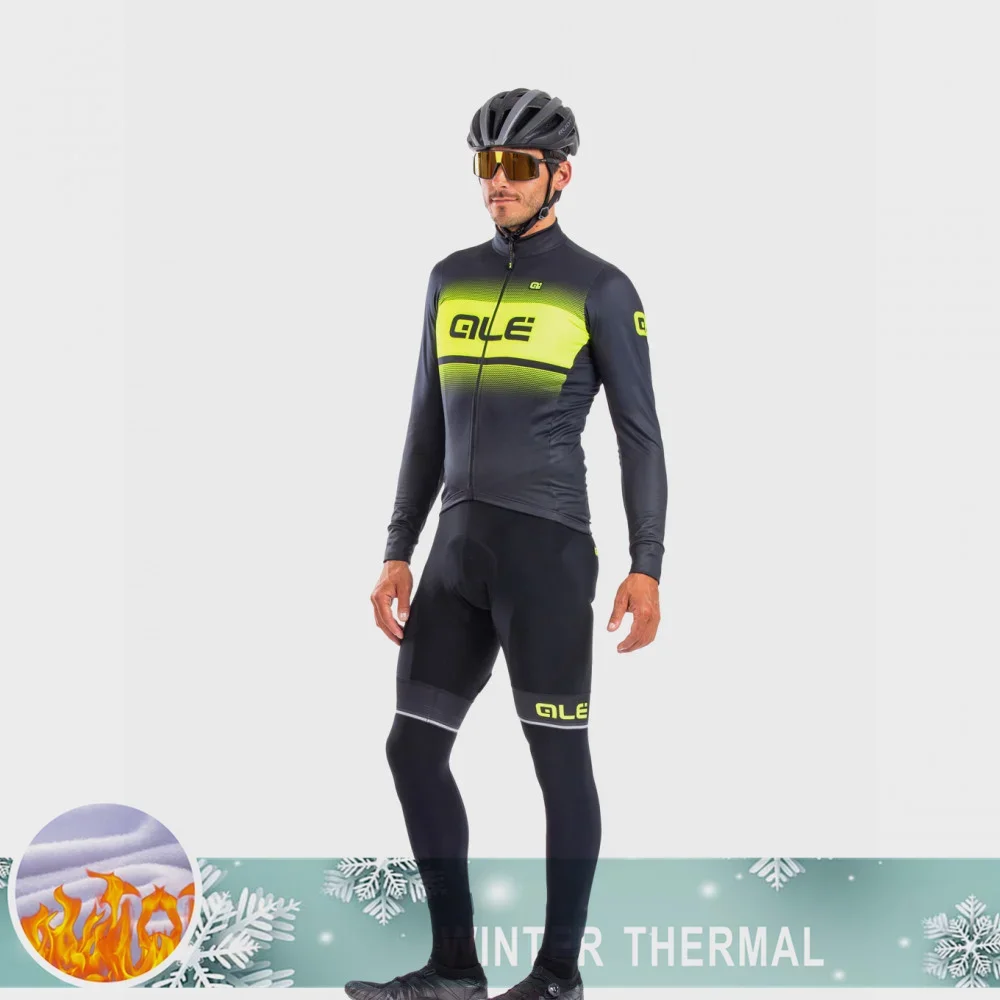 

AIE Winter Thermal Fleece Cycling Clothing Set Mens Long Sleeves Jersey Road Bike Uniform MTB Bib Pants Ropa Ciclismo 2024